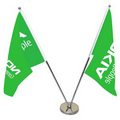 11-19.7" Metal Telescopic Flagpole with Two Single Reverse Flags